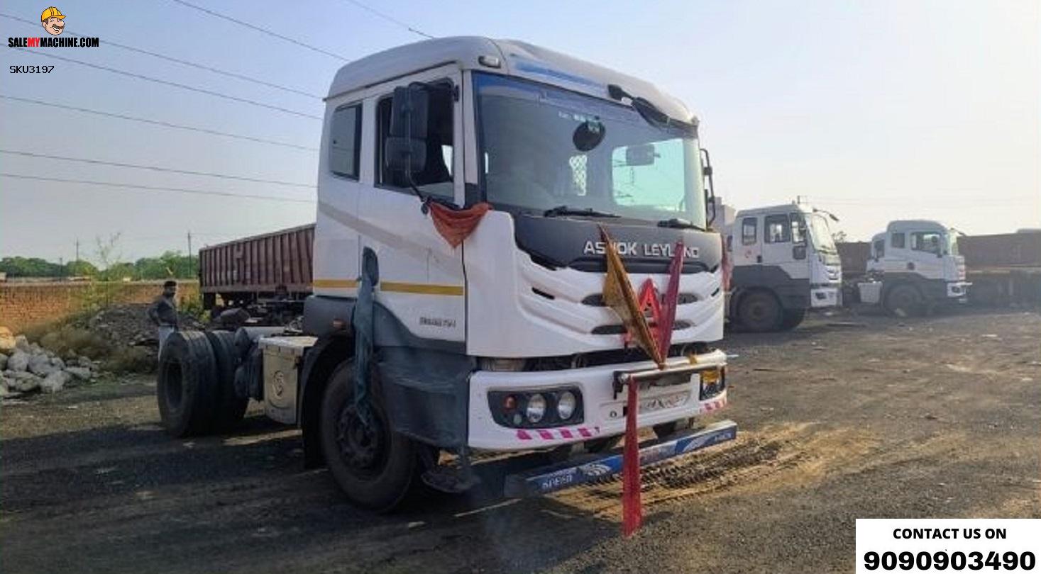 Used Ashok Leyland Cab with 40 ft Flat bed trailer for sale